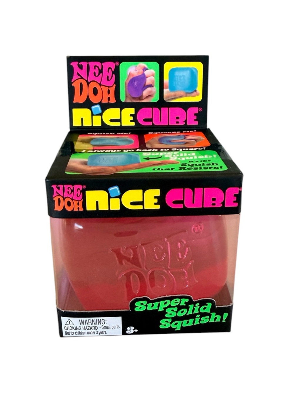 NIB NeeDoh Nice Cube Sensory Fidget Toy Pink Solid Squish Schylling New